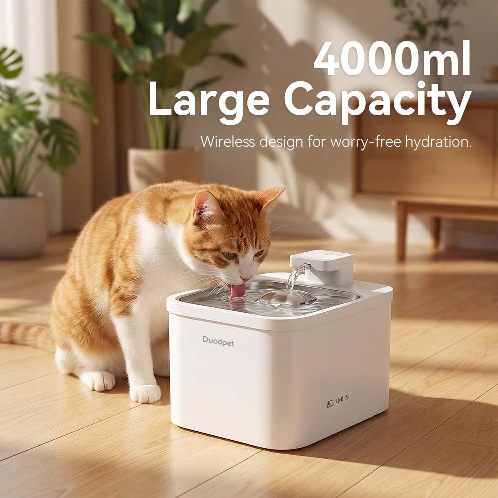 Duodpet W01-K Stainless Steel Cordless Pet Fountain2